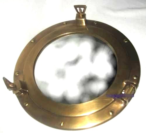 Espejo de ojo de buey de latón antiguo - resistente al deslustre - SIN pulido 