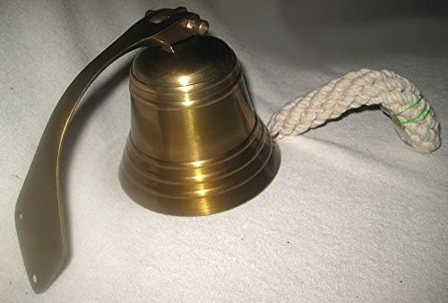 Juego de 4 - regalo/juego pirata - aro salvavidas de 30 cm, volante de 45 cm, campana de barco de 10 cm, espejo de ojo de buey de latón 