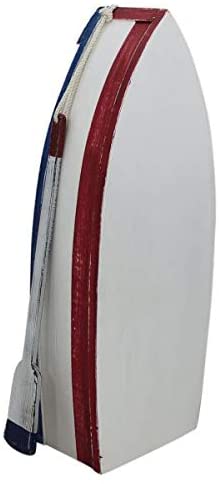 Estantería desgastada grande en forma de barco con remos, madera pintada, 75 cm 