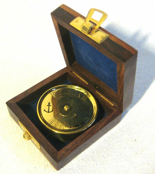 Calendario de 50 años-calendario anual-calendario perpetuo-latón en caja de madera 