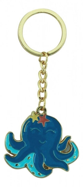 2X Llavero/anillo Pulpo - marítimo - zinc esmaltado 