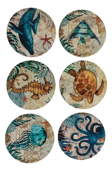 6 posavasos con soportes de hierro - marítimo 