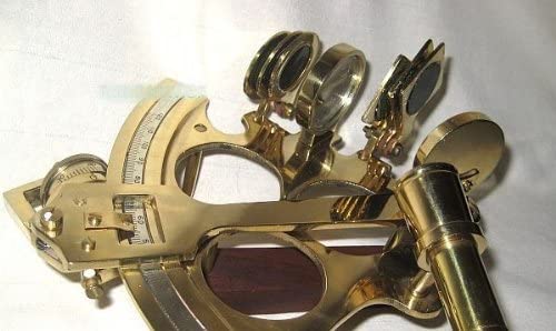 Sextante grande con micro ajuste 21 cm + caja de madera 25 cm 