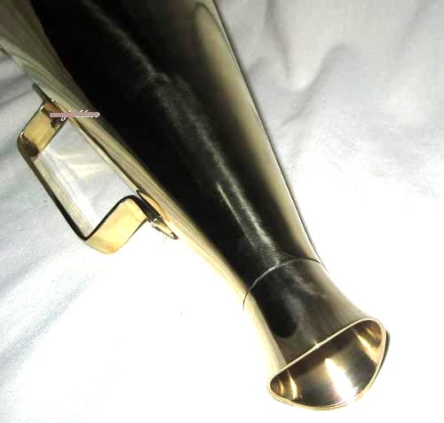 Megáfono grande de latón - 34 cm - funda para susurro, boquilla 