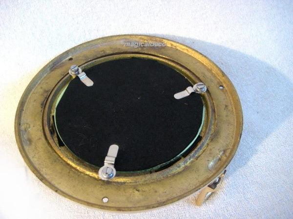 Pequeño espejo de ojo de buey de latón que se puede abrir - ventana de 14,5 cm 