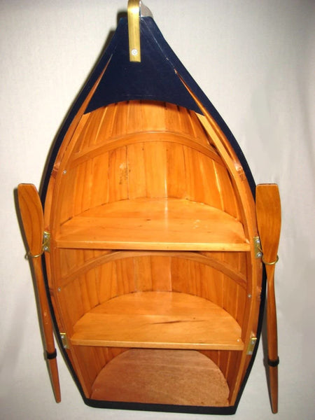Gran estante en forma de barco con paletas, de madera, parcialmente pintado 