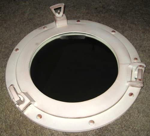 Espejo de ojo de buey marítimo - aspecto aluminio marfil 