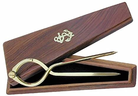 Stechzirkel- Einhand aus Messing in dekorativer Holzbox- Marinezirkel