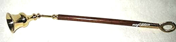 Kerzenlöscher, bewegliches Vorderteil aus Messing und Holz mit Aufhängung Kordel - maritime-deco