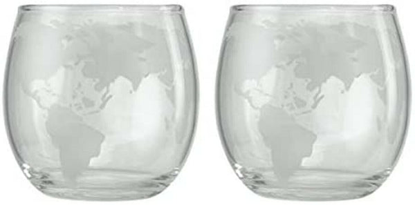 Juego de 2 vasos, vasos de whisky con mapa del mundo esmerilado, vasos de whisky, cóctel de bourbon