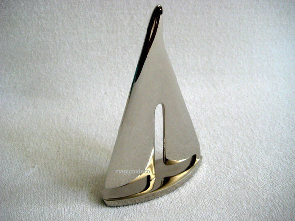 Dekoratives Schiffsmodell/Segler - Material massiv Messing, vernickelt 22 cm - maritime-deco