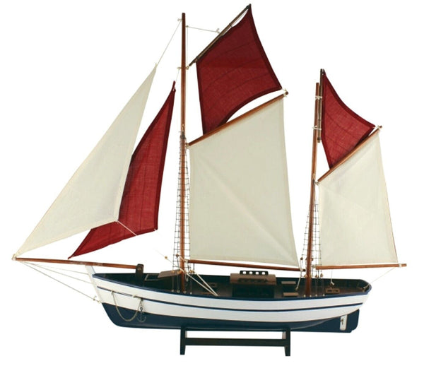 Große Yacht, Segelschiff, Schiffsmodell, Segler, Segelyacht Holz 75 cm - maritime-deco