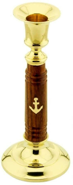 3er Set- maritimer Kerzenständer aus Holz und Messing - maritime-deco