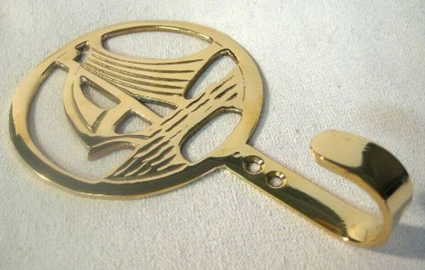 6 Stück- maritimer Wandhaken- Schlüsselhaken- Segler, Segelschiff- aus Messing - maritime-deco