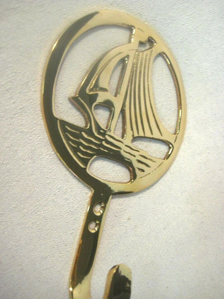 6 Stück- maritimer Wandhaken- Schlüsselhaken- Segler, Segelschiff- aus Messing - maritime-deco