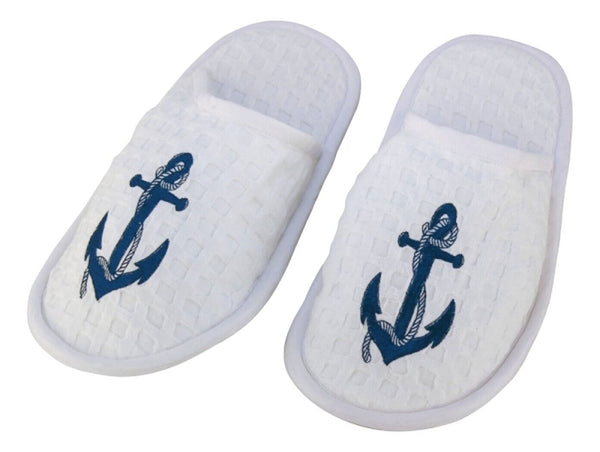 Bademantel maritim- Gr. S, L oder XL in weiß+ Slipper - maritime-deco
