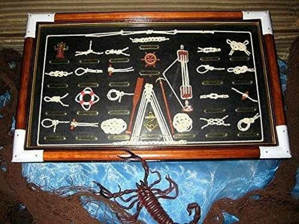 3er Set- Schlüsselkasten/Steuerrad 30 cm/ Knotentafel -Knoten - englisch - maritime-deco