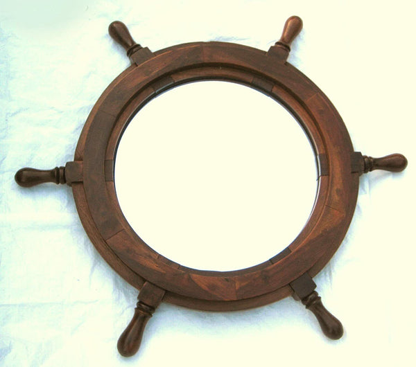 Steuerrad aus Holz mit spiegel- 45 cm - maritime-deco