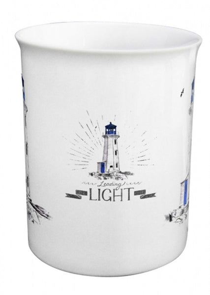 Tasse, Henkelbecher Porzellan in Geschenkebox- Motivfarbe blau- Leuchtturm - maritime-deco