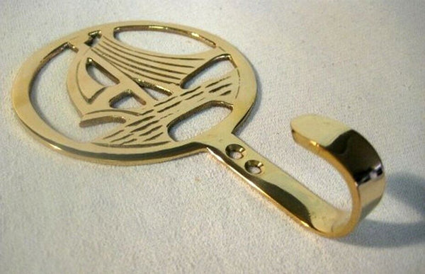 6 Stück- maritimer Wandhaken- Schlüsselhaken- Segler, Segelschiff- aus Messing - maritime-deco