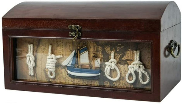 Maritime Holzkiste/Truhe/Schatzkiste - Messingscharniere- Glasfront - maritime-deco