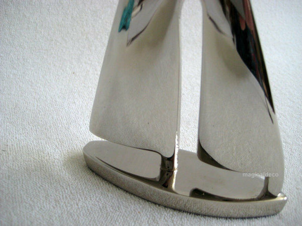 Dekoratives Schiffsmodell/Segler - Material massiv Messing, vernickelt 22 cm - maritime-deco