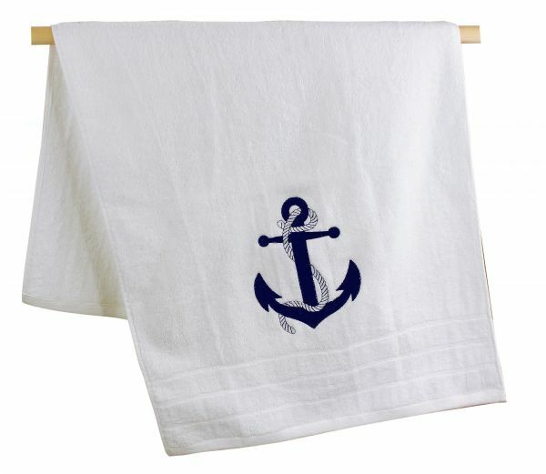 Toalla - blanca- algodón- marítima