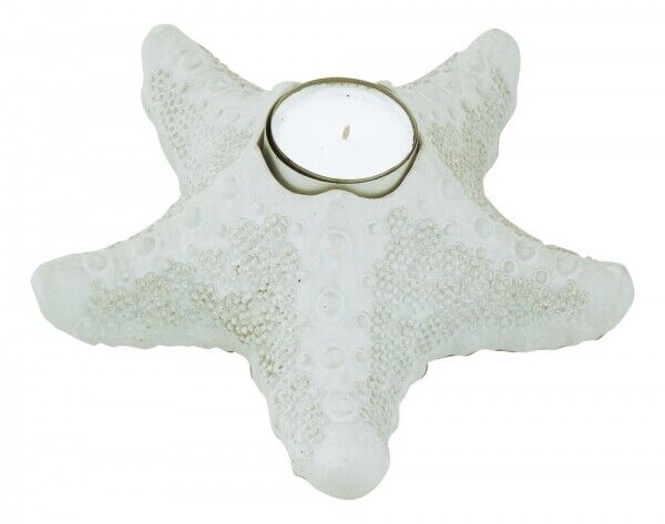 4X portavelas estrella de mar, blanco marítimo-azul-albaricoque, turquesa 17 cm
