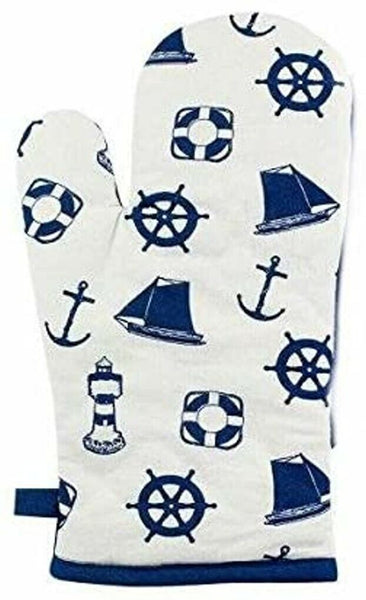 maritim- Ofen Grill-Handschuh - gute Wärmeisolierung- marineblau - maritime-deco