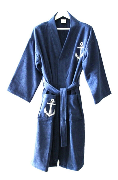Bademantel maritim- Gr. S, L oder XL in marineblau - maritime-deco