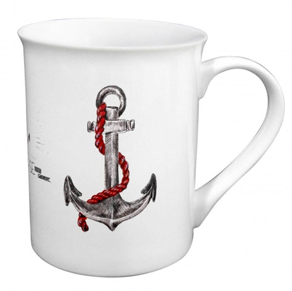 Maritime Tasse, Henkelbecher H. 10 cm, Porzellan in Geschenkebox- Motiv Anker - maritime-deco