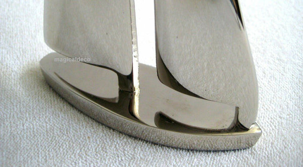 Dekoratives Schiffsmodell/Segler - Material massiv Messing, vernickelt 22 cm - maritime-deco