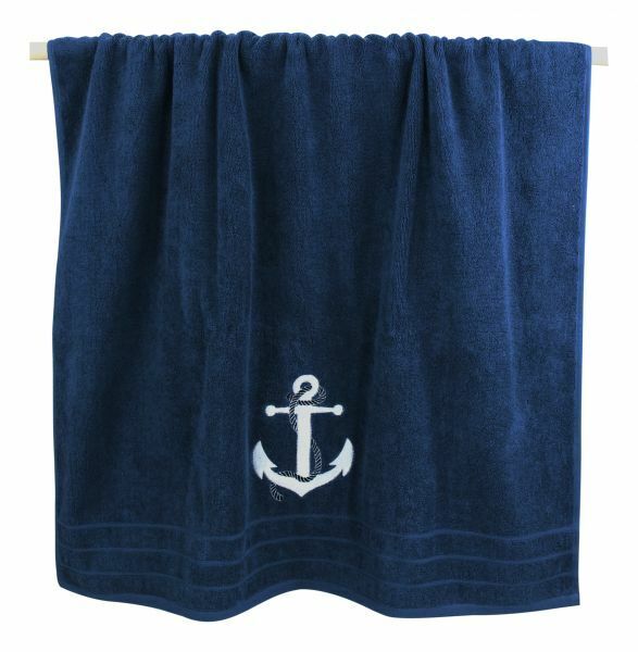 Toalla de sauna/playa/ducha/baño - azul marino - algodón - marítimo - 150 cm 