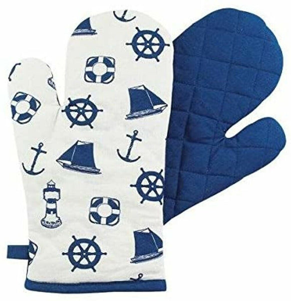 maritim- Ofen Grill-Handschuh - gute Wärmeisolierung- marineblau - maritime-deco