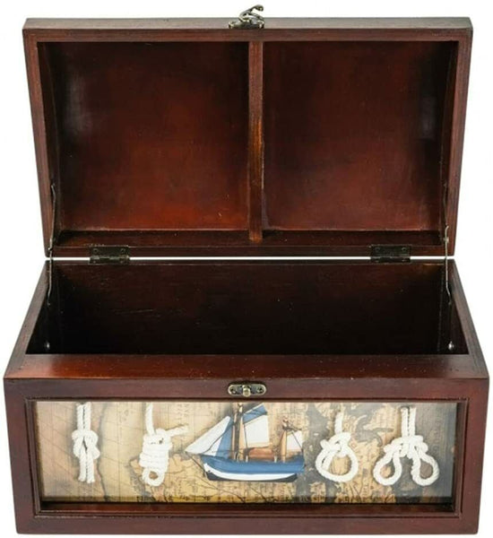 Maritime Holzkiste/Truhe/Schatzkiste - Messingscharniere- Glasfront - maritime-deco