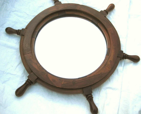 Steuerrad aus Holz mit spiegel- 45 cm - maritime-deco