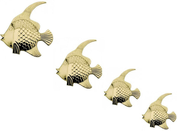 Juego de 4 colgadores de pared peces de latón decoración de pared 11 - 19 cm