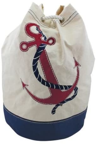 Mochila, bolsa de deporte, ocio, compras - robusta - bordada - azul marino - ancla 45 cm 