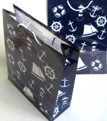 Paquete de 10 - Marítimo - Elegantes bolsas de regalo brillantes - lacado 33 cm 