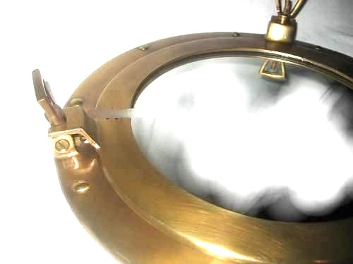 Espejo de ojo de buey de latón antiguo - resistente al deslustre - SIN pulido 