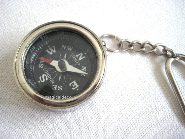 2X llavero/anillo - marítimo - latón, niquelado - mosquetón - brújula 