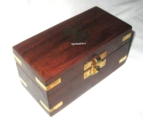 Teleskop in Holzbox Messing mit Lederummantelung- 40 cm