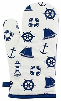 Guante marítimo para horno/grill - buen aislamiento térmico - interior acolchado en azul marino 