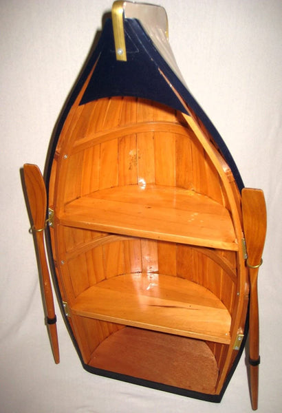 Gran estante en forma de barco con paletas, de madera, parcialmente pintado 