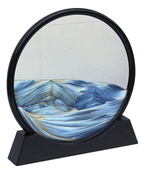 Cuadro marítimo redondo de 27 cm con arena y agua de vidrio/plástico 