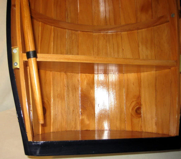 Gran estante en forma de barco con paletas, de madera, parcialmente pintado 