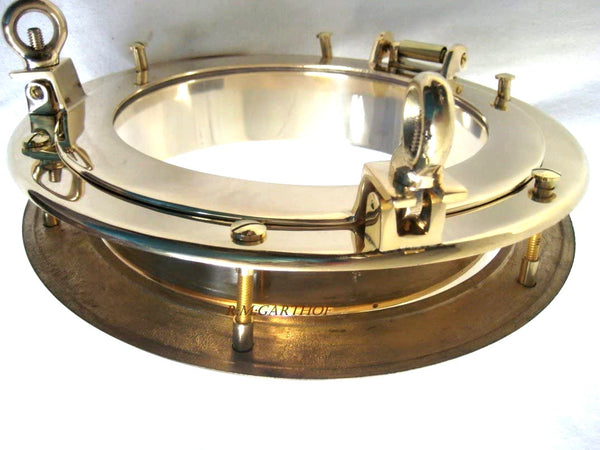 Ventana de ojo de buey EMPOTRADA para barco - latón - maciza 3800 g 