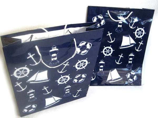 Paquete de 10 - Marítimo - Elegantes bolsas de regalo brillantes - lacado 