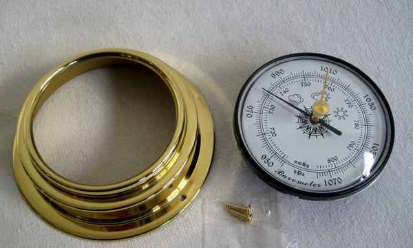 Barómetro pequeño y ligero en forma de ojo de buey, de latón, 78 g, 10 cm de diámetro 