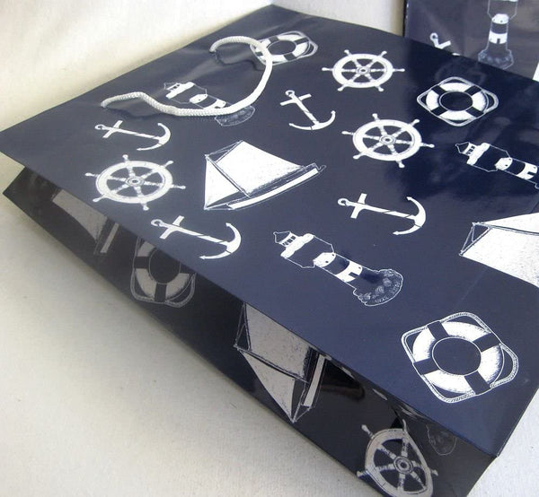 Paquete de 10 - Marítimo - Elegantes bolsas de regalo brillantes - lacado 